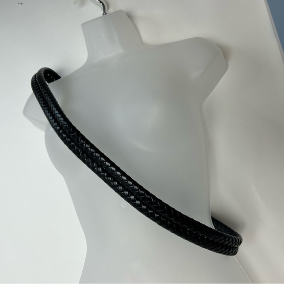 Fossil Black‎ Leather Basket Weave Belt Silvertone Metal Buckle - Picture 7 of 13